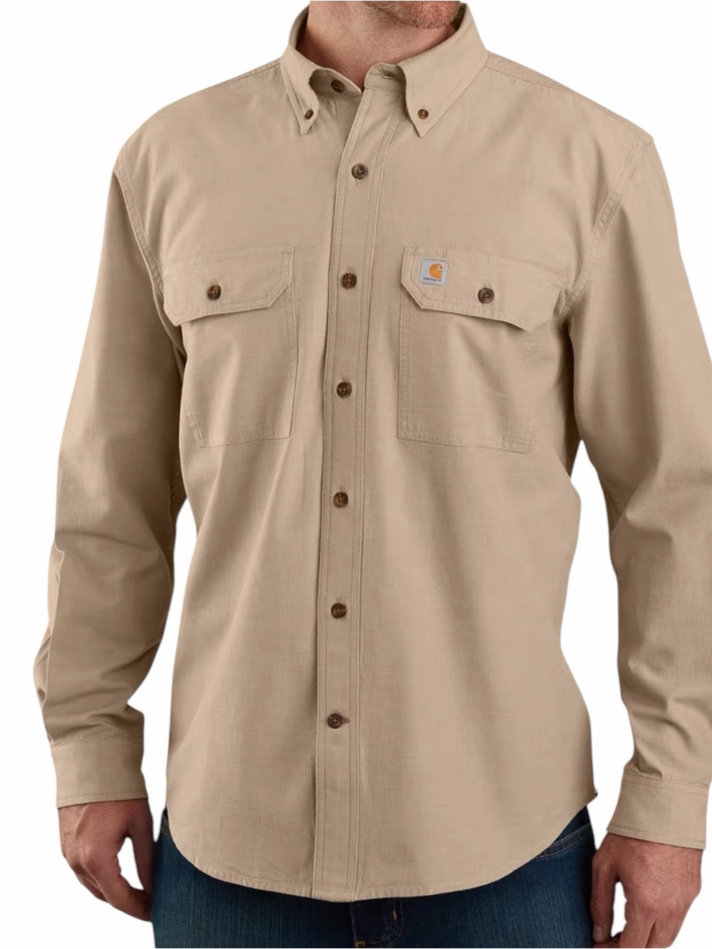 Carhartt Loose Fit Chambray Long Sleeve Button-Down Shirt Cotton 2XL Like New